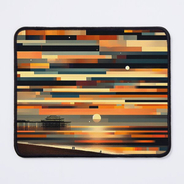 Item preview, Brighton Nocturne | A Geometric Moonrise Over the Pier designed and sold by Stoneflower-Art.