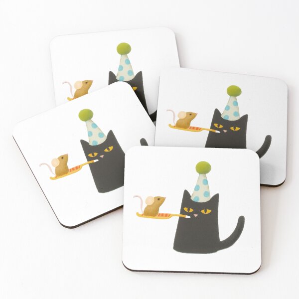 Item preview, Naughty Black Party Cat With Mouse Fruend  designed and sold by TheWishingShed.