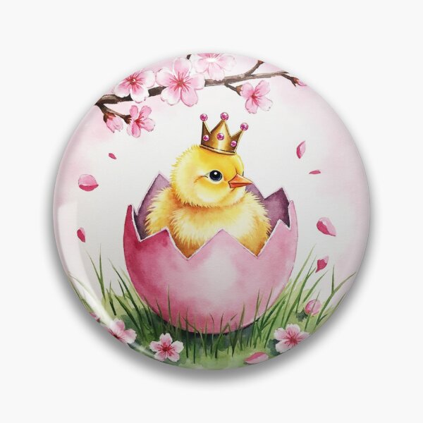 Item preview, Royal Spring Chick – Cute Crowned Baby Chick in Cherry Blossoms designed and sold by skysshobu.