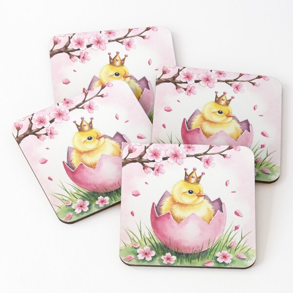 Item preview, Royal Spring Chick – Cute Crowned Baby Chick in Cherry Blossoms designed and sold by skysshobu.