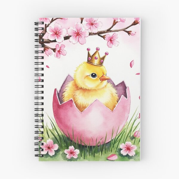 Item preview, Royal Spring Chick – Cute Crowned Baby Chick in Cherry Blossoms designed and sold by skysshobu.