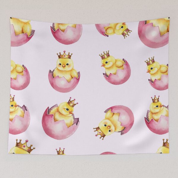 Item preview, Royal Spring Chick – Cute Crowned Baby Chick in Cherry Blossoms designed and sold by skysshobu.