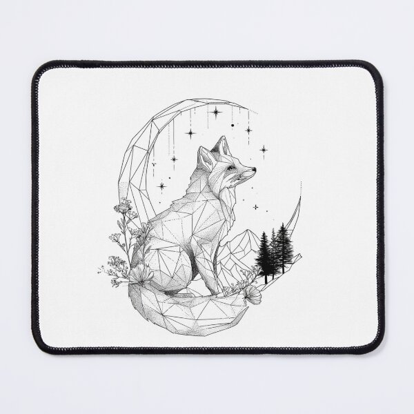 Item preview, Geometric Fox Moon – Polygonal Fox Crescent Moon Stars Forest Nature Tattoo Art designed and sold by StickerHavenn.