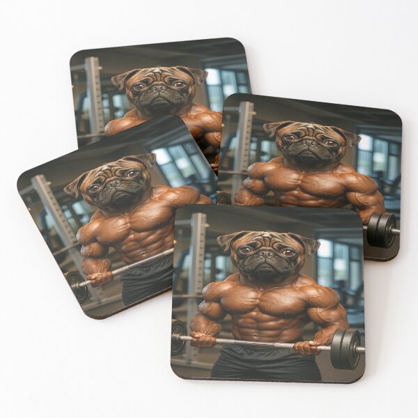 Item preview, "Muscle Pug Gym Beast | Bodybuilder Dog Lifting Weights | Funny Buff Pug Fitness Art" designed and sold by ReyDeLaCalle.