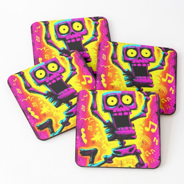 Item preview, Neon Skeleton Dance – Retro Halloween Art designed and sold by Moisky Art.