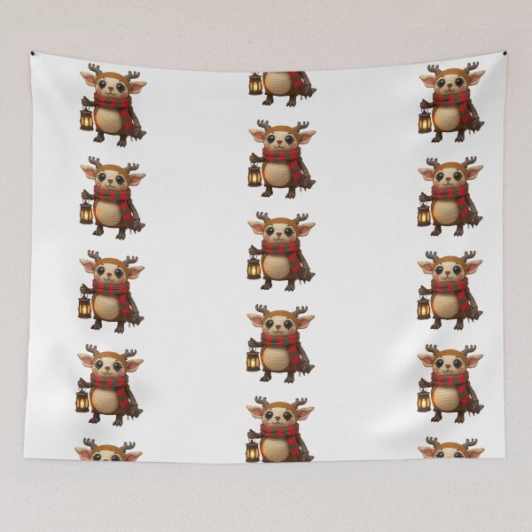 Item preview, Cute Christmas creature with scarf and lantern designed and sold by StormArte.