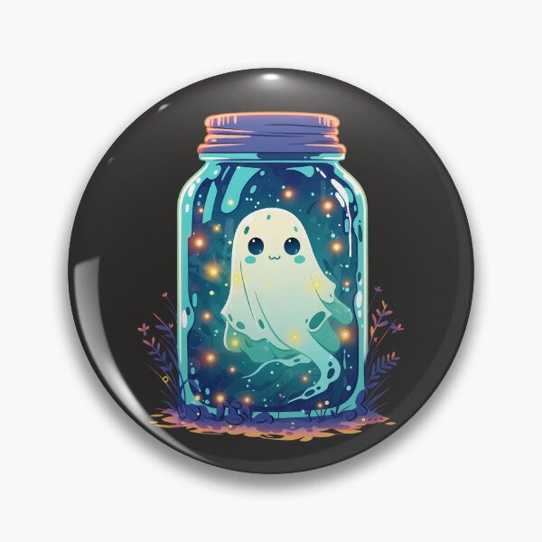 Item preview, Cute ghost in a jar – Kawaii Friendly Ghost with fireflies designed and sold by Meiersbeste.