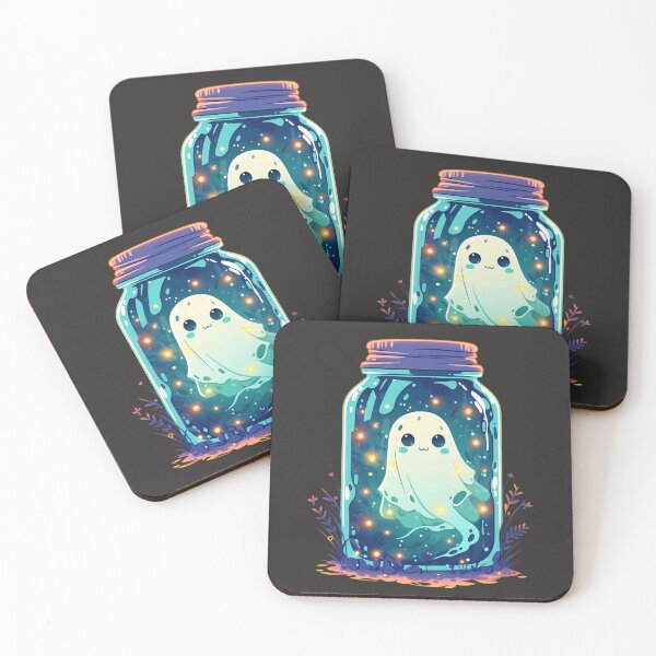 Item preview, Cute ghost in a jar – Kawaii Friendly Ghost with fireflies designed and sold by Meiersbeste.