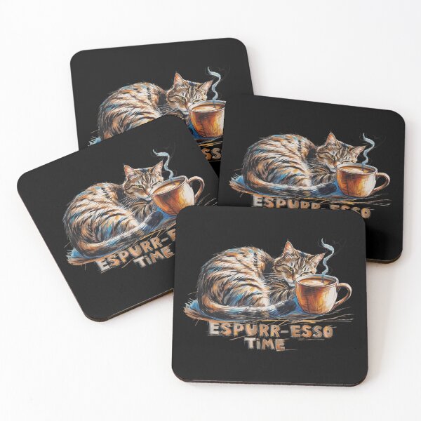 Item preview, cat and coffee, espurr-esso time, a gift for lovers of morning coffee and cats, designed and sold by miro-bob-design.