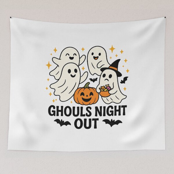 Item preview, Cute Ghosts Hanging Out with Sparkling Stars – Fun Halloween Tee designed and sold by PrintCreations9.