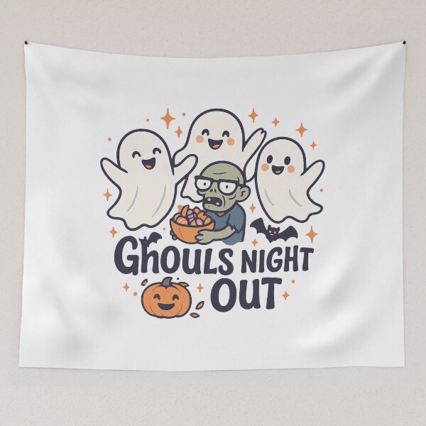 Item preview, Cute Ghosts Hanging Out with Sparkling Stars – Fun Halloween Tee designed and sold by PrintCreations9.