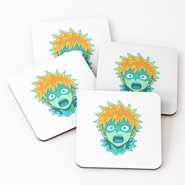 Artikelvorschau, Shonen Anime Shocked Face Sticker – Neongelber und blauer Ausdruck entworfen und verkauft von OsasChild.