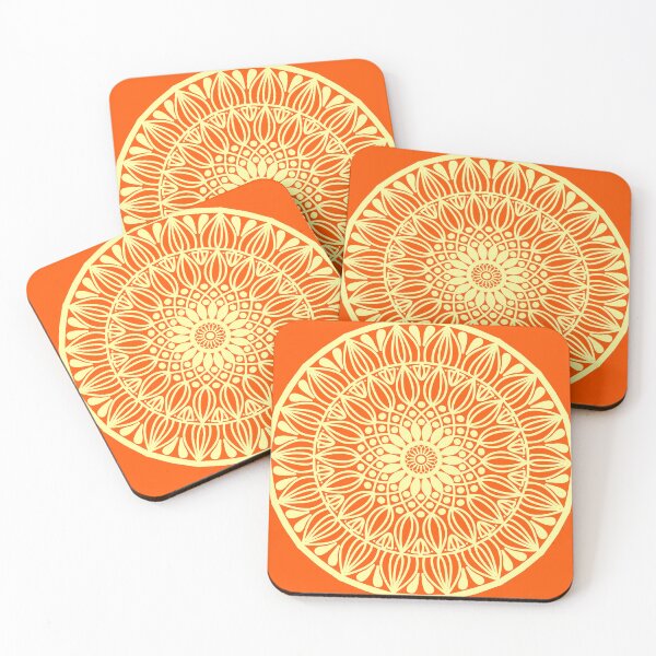 Item preview, Orange Yellow Indian Mandala Diwali Art Geometric Pattern Flower Spiritual Abstract Decorative Design designed and sold by DivineMandala.