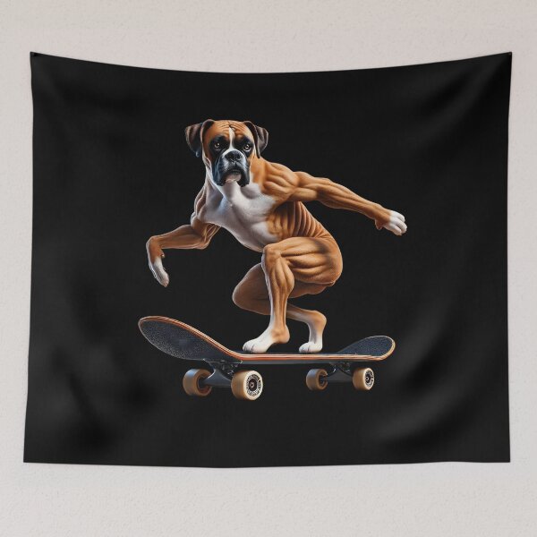 Item preview, Boxer Dog Riding a Skateboard Skateboarding Skater Fans designed and sold by Kimberley King Art  King Art.
