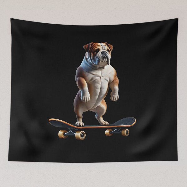 Item preview, Bulldog Riding a Skateboard Skateboarding Skater Fans designed and sold by Kimberley King Art  King Art.