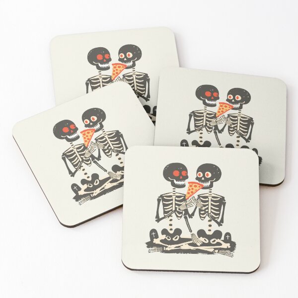 Item preview, Funny Halloween Skeletons with Pizza – Funny Spooky Design designed and sold by Meiersbeste.