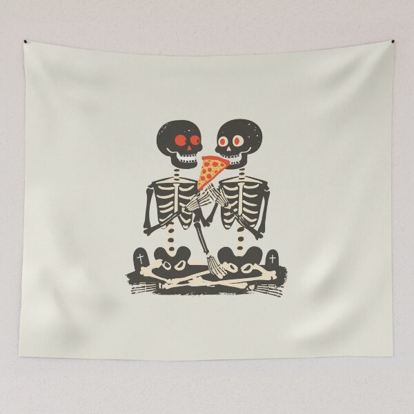 Item preview, Funny Halloween Skeletons with Pizza – Funny Spooky Design designed and sold by Meiersbeste.