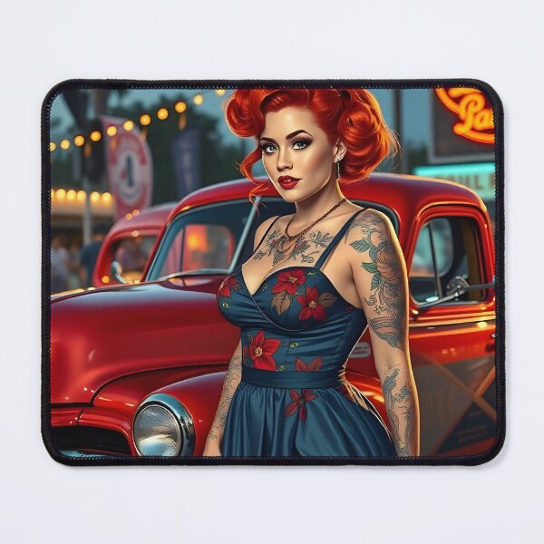 Item preview, Rockabilly Rebel - Vintage Pickup and Tattooed Beauty designed and sold by MooLaLa.Store.