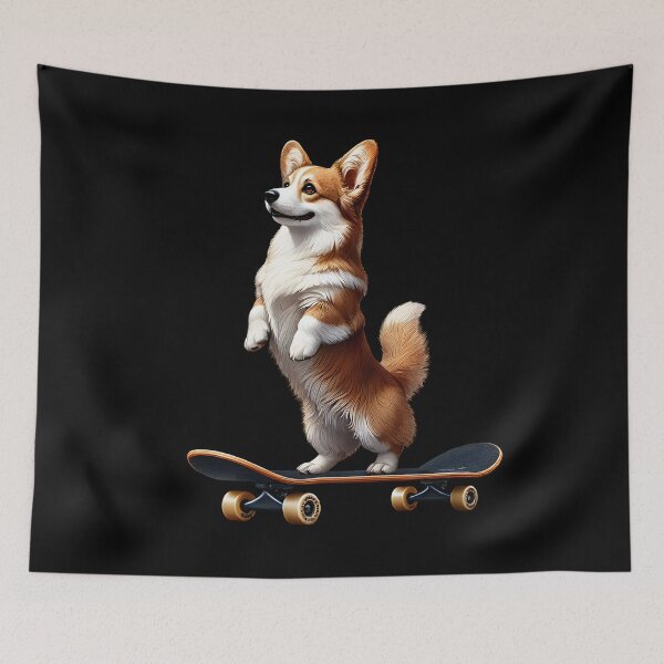 Item preview, Corgi Riding a Skateboard Skateboarding Skater Fans designed and sold by Kimberley King Art  King Art.