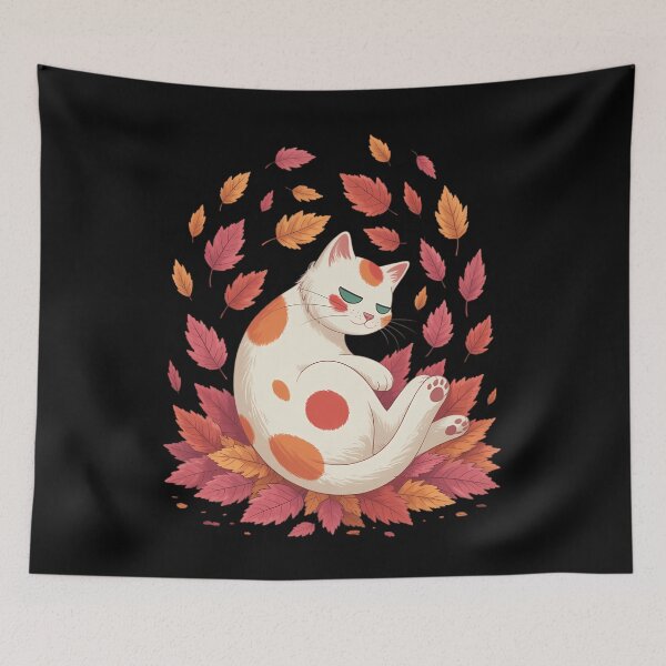 Item preview, Cat Fall Leaf Tree Hello Autumn Thanksgiving designed and sold by Sunset4Bones.