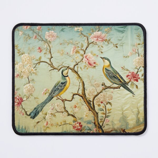 Item preview, Silk Floral Tree Sparrows Carpet designed and sold by GrinGalore.