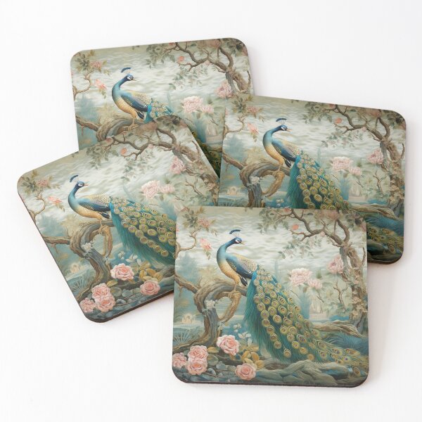 Item preview, Cyan Silk Floral Peacock Beauty Carpet designed and sold by GrinGalore.