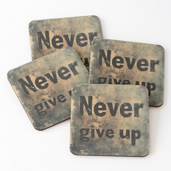 Item preview, Distressed Grunge “Never Give Up” Motivational T-Shirt Design with Faded Edges designed and sold by Charliethe80skidbrand.