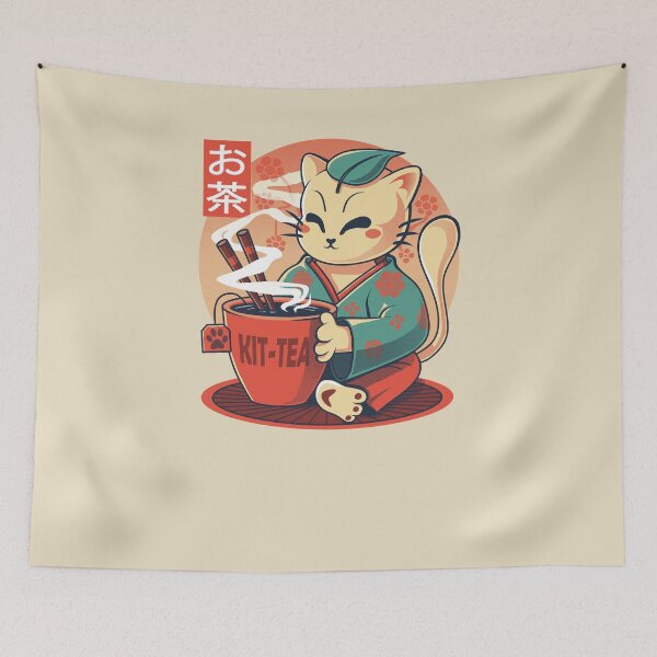 Item preview, Kit-tea – Adorable Japanese Cat Sipping Tea designed and sold by erion5k.