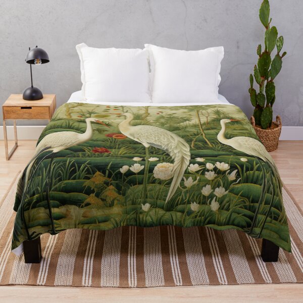 Item preview, Green Silk Floral Storks Carpet designed and sold by GrinGalore.