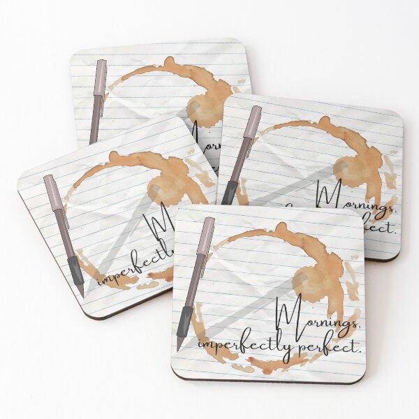 Item preview, Mornings, Imperfectly Perfect – Coffee Stain Quote designed and sold by MomFuelDesigns.