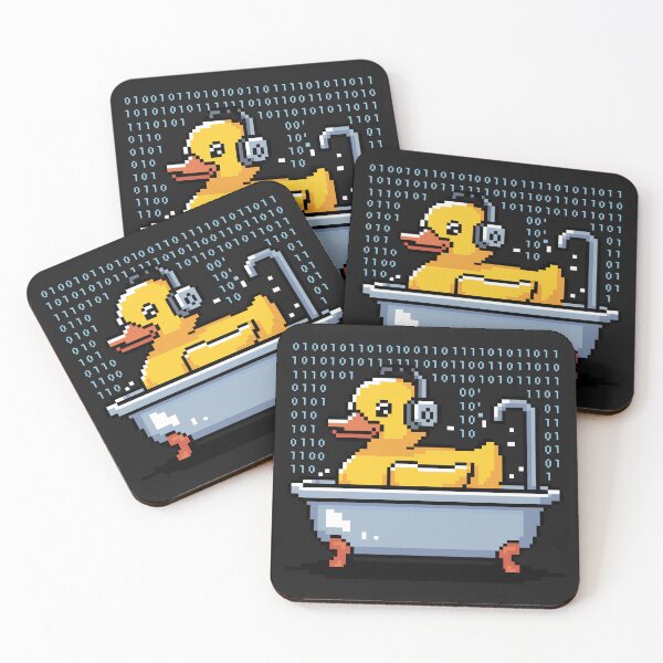 Artikelvorschau, Pixel-Debug-Ente in der Badewanne mit Binärcode entworfen und verkauft von Code Monkeys.