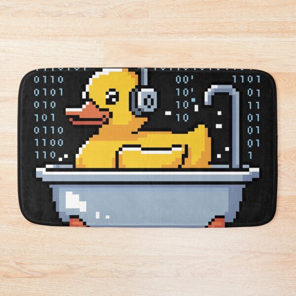 Item preview, Pixel Debug Duck in Bathtub with Binary Code designed and sold by Code  Monkeys.