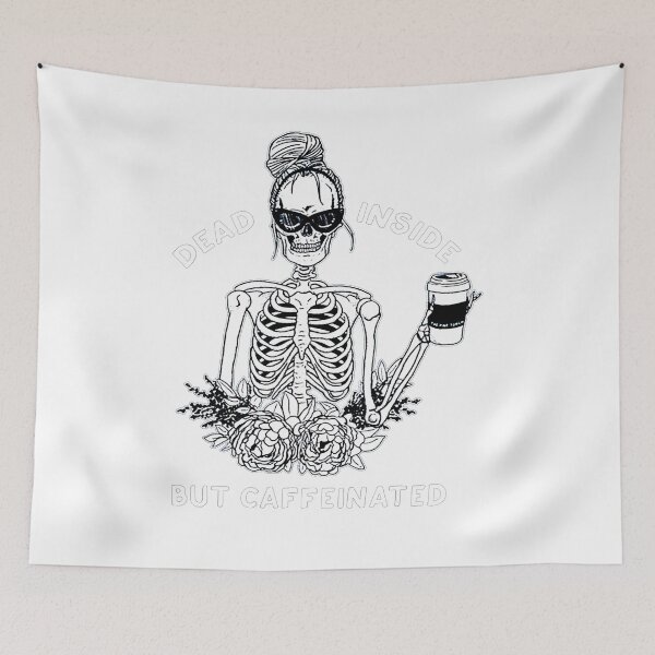 Item preview, Dead Inside But Caffeinated Skeleton Flower designed and sold by GenevaCruz.