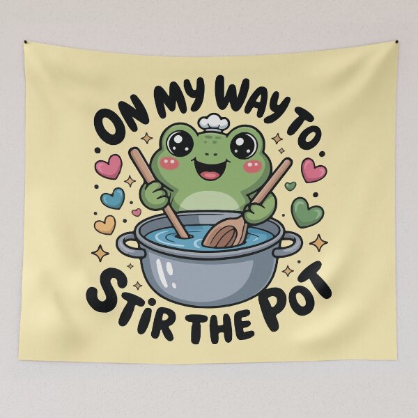 Item preview, On My Way To Stir The Pot Frog Mischief Humor designed and sold by BrownHorse90s.