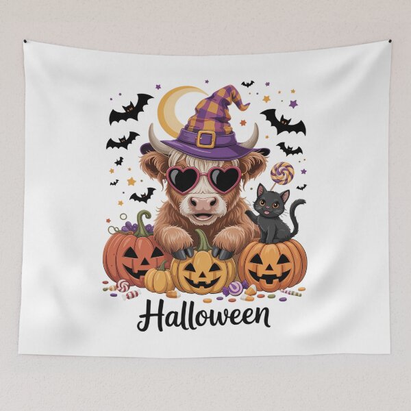 Item preview, Halloween Highland Cow Witchy Cow Spooky Pumpkin Hello Fall designed and sold by brynatshop.