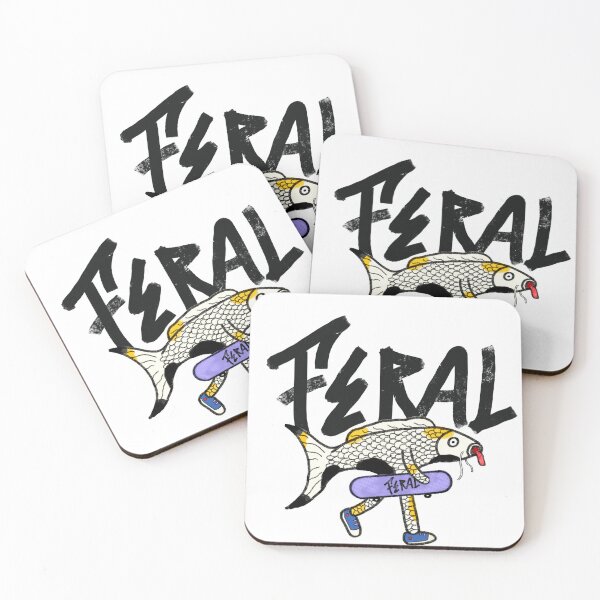 Item preview, Feral Streetwear Logo – Surreal Skate Fish Design Yellow KOI designed and sold by FERAL-th.