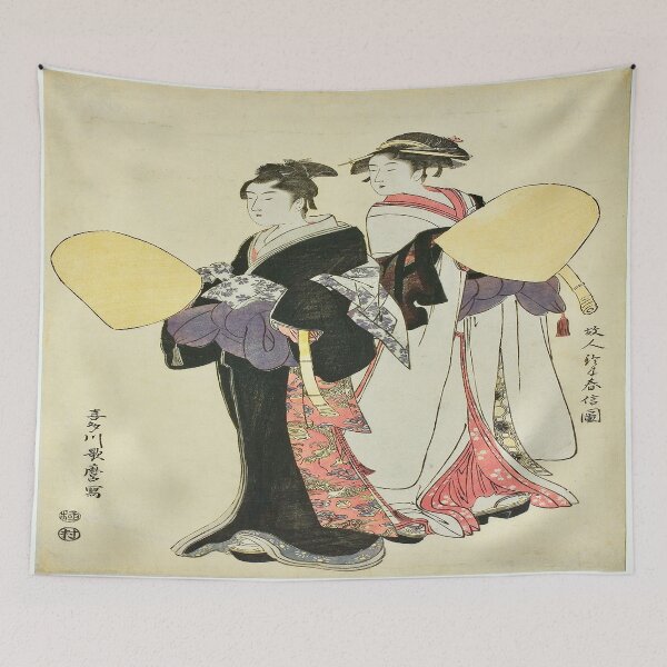 Item preview, Young Couple Dressed as Mendicant Monks, c. 1789–1799, by Kitagawa Utamaro designed and sold by UBU-space.