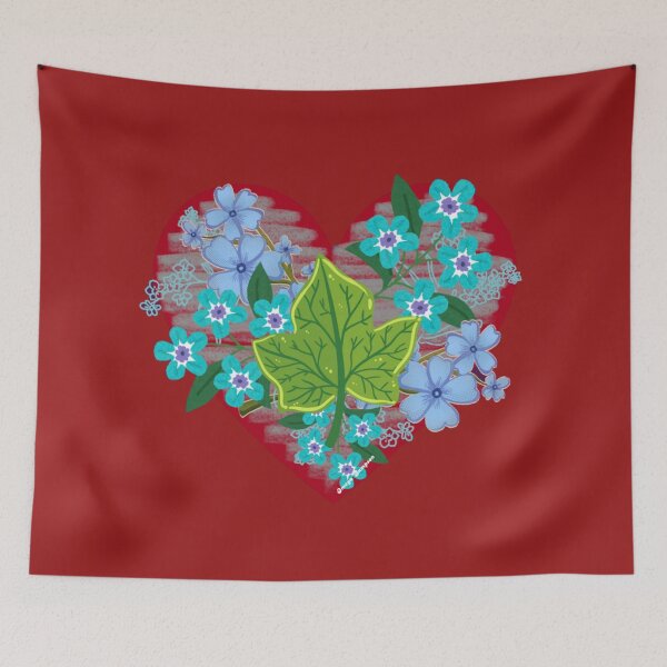 Item preview, Red and Blue floral Ivy Heart  designed and sold by artbyomega.
