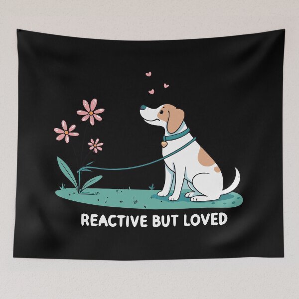 Item preview, Minimalist Reactive Dog Line Art – "Reactive but Loved" Inspirational Dog Design, Pastel Educational Artwork designed and sold by VividOrganica.