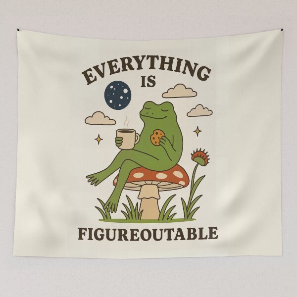 Item preview, Everything Is Figureoutable Frog – Cozy Motivational Illustration designed and sold by SuccessHunters.