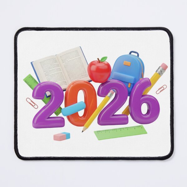 Item preview, Glossy 3D Numbers 2026 with School Supplies Illustration designed and sold by Sahib Singh.