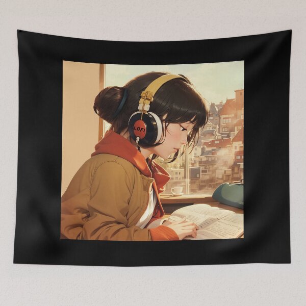 Item preview, Lo-Fi Study Girl – Relaxed Urban Vibes with Headphones designed and sold by Dragonfly-10.