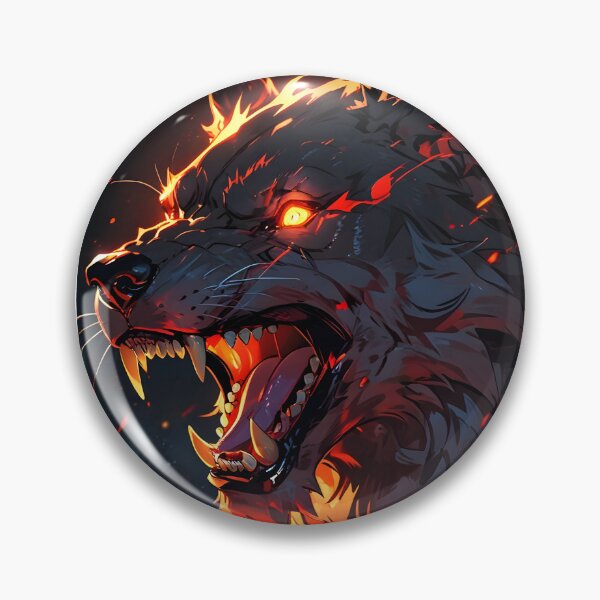 Item preview, Fire Demon Wolf – Aggressive Hellhound with Flames | Dark Fantasy Art designed and sold by CRAWO.