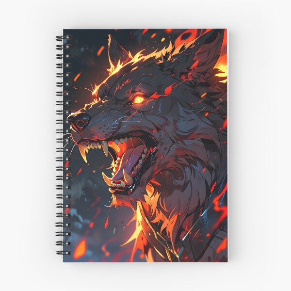 Item preview, Fire Demon Wolf – Aggressive Hellhound with Flames | Dark Fantasy Art designed and sold by CRAWO.