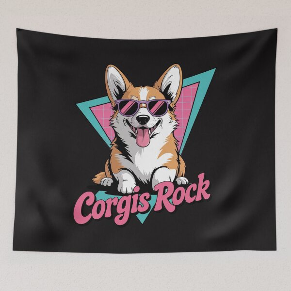 Item preview, Corgis Rock - 80s corgi dog in sunglasses  designed and sold by Ikwalima.