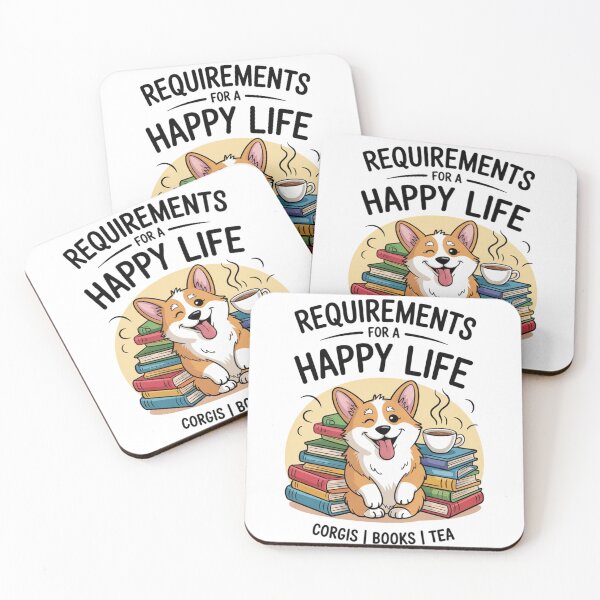 Item preview, Corgis, Books, Tea - Requirements for a Happy Life  designed and sold by Ikwalima.