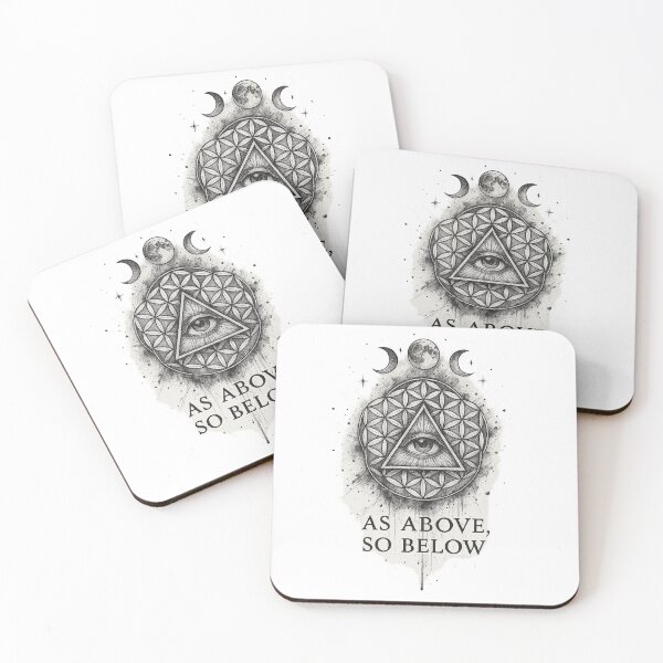 Item preview, As Above So Below Sacred Geometry Tattoo Design – Flower of Life, All Seeing Eye, Occult Esoteric Mystical Spiritual Art for T-Shirts, Stickers and Posters designed and sold by magicstudiooo.