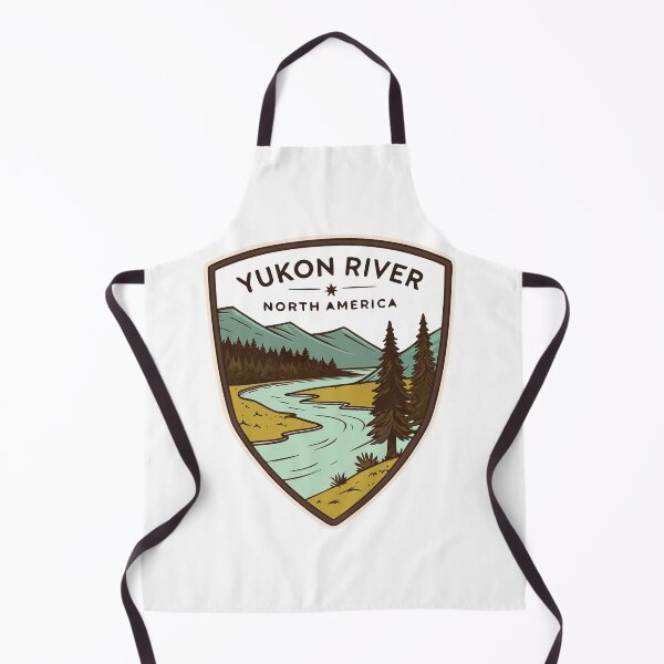 Item preview, Yukon River Shield Sticker – Retro Canada Nature Landscape Design designed and sold by VividOrganica.