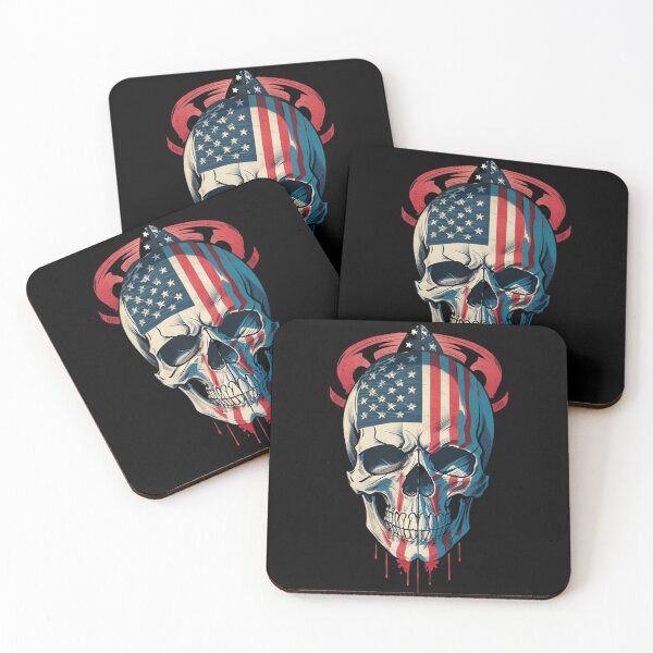 Item preview, American Skull Art – Patriotic Skull with US Flag Design designed and sold by Dragonfly-10.