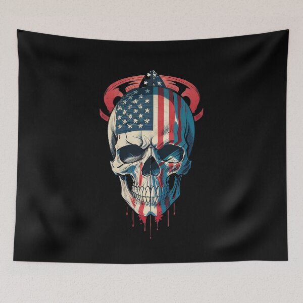 Item preview, American Skull Art – Patriotic Skull with US Flag Design designed and sold by Dragonfly-10.
